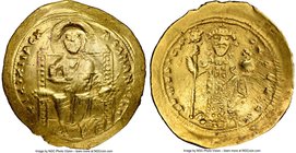 Constantine X Ducas (AD 1059-1067). AV histamenon nomisma (29mm, 6h). NGC Choice XF. Constantinople. +IhS IXS RЄX-RЄSNANTIhm, Christ seated facing on ...