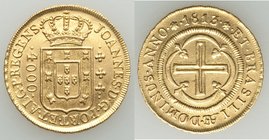 João Prince Regent gold 4000 Reis 1813-(R) XF (cleaned), Rio de Janeiro mint, KM235.2. 26.8mm. 7.90gm. AGW 0.2378 oz. 

HID09801242017