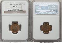 British Colony. George VI 6 Pence 1952 MS63 NGC, KM31. A scarce, single-year issue that was never intended for circulation, with reportedly a mere 167...