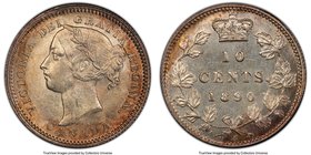 Victoria 10 Cents 1890-H MS62 PCGS, Heaton mint, KM3. Fully satin and tinge with amber in the peripheries, just a scattering of minor bagmarks keeping...