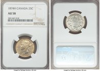 Victoria 25 Cents 1874-H AU58 NGC, Heaton mint, KM5. Excellent strike, light sheen of gold toning on obverse only. 

HID09801242017