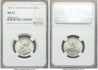 Newfoundland. George V 25 Cents 1917-C MS63 NGC, Ottawa mint, KM17. White untoned coin with cartwheel luster. 

HID09801242017