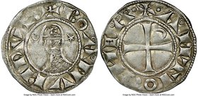 Principality of Antioch. Pair of Certified Bohemond III "Helmet" Deniers ND (1163-1201) NGC, 1) Denier - AU55. 1.00gm. 2) Denier - AU58. 1.01gm. Sold ...