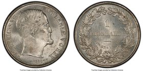 Frederik VII Rigsdaler 1855 FK-FF MS64+ PCGS, Altona mint, KM760.2. Icy white, with a micro-stippling to the obverse surfaces while those of the rever...