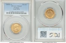 Napoleon III gold 10 Francs 1858-A MS62 PCGS, Paris mint, KM784.3, Gad-1014. AGW 0.0933 oz. 

HID09801242017