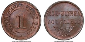 German Colony. Wilhelm II Pfennig 1894-A MS65 Brown PCGS, Berlin mint, KM1. An ideal gem for the type collector showcasing a pleasing interplay of red...