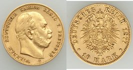 Prussia. Wilhelm I gold 10 Mark 1877-C VF, Cleve mint, KM504. 19.4mm. 3.94gm. AGW 1152 oz. 

HID09801242017