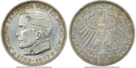 Federal Republic "Joseph von Eichendorff" 5 Mark 1957-J MS65 NGC, Hamburg mint, KM117. Struck to commemorate the Centenary of the death of poet Joseph...