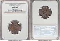 George IV Farthing 1822 MS66 Brown NGC, KM677, S-3822. Lovely cobalt sheen over mahogany lustrous surfaces, excellent strike with evidence of obverse ...