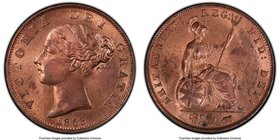 Victoria 1/2 Penny 1853 MS64 Red PCGS, KM726, S-3949. Choice red color with some slightly darker toning spots atop the devices. 

HID09801242017