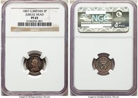 Victoria Proof 3 Pence 1887 PR65 NGC, KM758, S-3931. Jubilee head with attractive multi-colored toning. 

HID09801242017