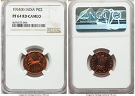 Republic Proof Pice 1954-(B) PR64 Red Cameo NGC, Bombay mint, KM1.4. A highly prized early Proof with ideal cameo contrasts and blazing red surfaces. ...