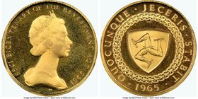 British Dependency. Elizabeth II gold Proof Sovereign 1965 PR68 Ultra Cameo NGC, KM16a. Mintage: 1,000. Issued for the 200th anniversary of Acquisitio...