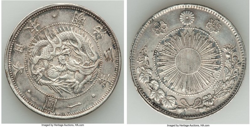 Meiji Yen Year 3 (1870) XF, KM-Y5.2. Type 2 variety. Argent toning with darker b...