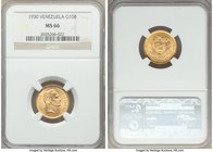 Republic gold 10 Bolivares 1930-(p) MS66 NGC, Philadelphia mint, KM-Y31. AGW 0.0933 oz. 

HID09801242017