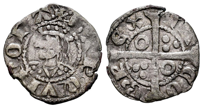 Corona de Aragón. Jaime II (1291-1327). Dinero. Barcelona. (Cru-340). Ve. 0,97 g...