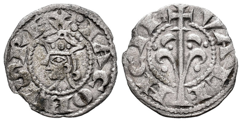 Corona de Aragón. Jaime I (1213-1276). Dinero. Valencia. (Cru-316). Anv.: IACOBV...