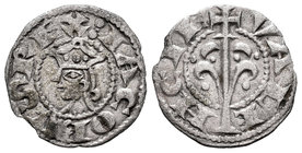 Corona de Aragón. Jaime I (1213-1276). Dinero. Valencia. (Cru-316). Anv.: IACOBVS REX. Busto a izquierda. Rev.: VALENCIE. Arbol superado de cruz. Ve. ...