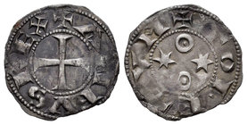 Reino de Castilla y León. Alfonso VI (1073-1109). Dinero. Toledo. (Bautista-9.1). Ve. 0,78 g. Con punto dentro de cada roel del reverso. MBC+. Est...5...