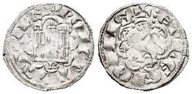 Reino de Castilla y León. Alfonso X (1252-1284). Novén. Burgos. (Bautista-394). Ve. 0,75 g. B bajo el castillo. Orla de anverso sin puntos y de revers...