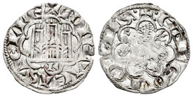 Reino de Castilla y León. Alfonso X (1252-1284). Novén. León. (Bautista-398 variante). Ve. 0,78 g. L bajo el castillo. Epígrafe singular con los tramo...
