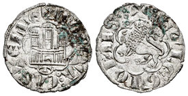 Reino de Castilla y León. Alfonso X (1252-1284). Novén. Toledo. (Bautista-401 variante). Ve. 0,80 g. T con punto a derecha debajo del castillo. Con 3 ...