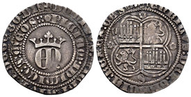 Reino de Castilla y León. Enrique II (1368-1379). 1 real. Sevilla. (Bautista-553.2). Ag. 2,86 g. Con rosas de seis pétalos en los ejes del cuartelado....