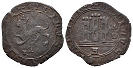 Reino de Castilla y León. Enrique IV (1454-1474). 1 maravedí. Ávila. (Abm-790.4). Ve. 1,45 g. Con A gótica bajo el castillo y D coronada a derecha. Ra...