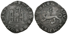 Reino de Castilla y León. Enrique IV (1454-1474). 1 maravedí. Burgos. (Bautista-958.2). (Abm-791). Ve. 1,84 g. Con B bajo el castillo. BC+. Est...15,0...