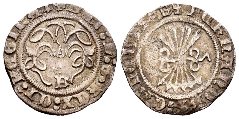 Fernando e Isabel (1474-1504). 1/2 real. Burgos. (Cal-429). Ag. 1,56 g. MBC. Est...