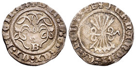 Fernando e Isabel (1474-1504). 1/2 real. Burgos. (Cal-429). Ag. 1,56 g. MBC. Est...90,00.