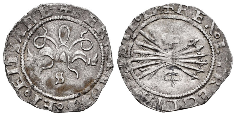 Fernando e Isabel (1474-1504). 1/2 real. Sevilla. (Cal-467). Ag. 1,70 g. Con S e...