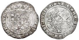 Fernando e Isabel (1474-1504). 1 real. Burgos. (Cal-289). Ag. 3,27 g. Con cabeza de águila en la leyenda del reverso. Escasa. MBC-. Est...70,00.