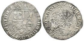 Fernando e Isabel (1474-1504). 1 real. Burgos. (Cal-291). Ag. 3,26 g. Con X+X en la leyenda del reverso. MBC/MBC-. Est...80,00.