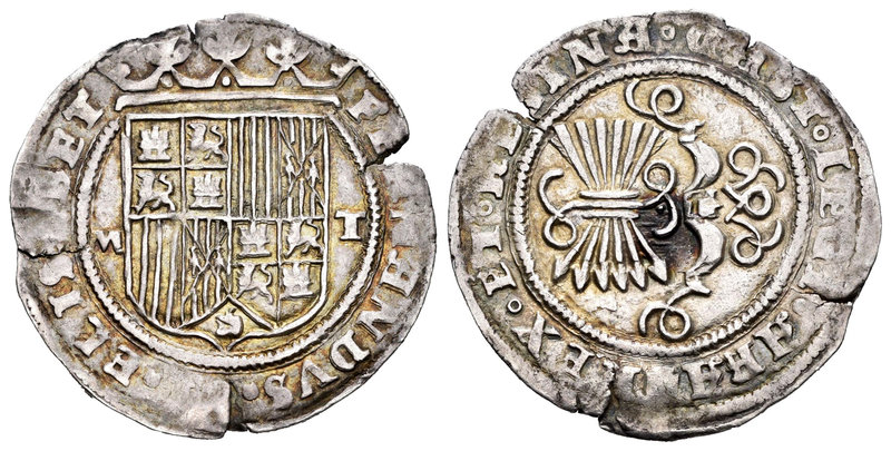 Fernando e Isabel (1474-1504). 1 real. Toledo. (Cal-412). Ag. 3,37 g. Escudo ent...