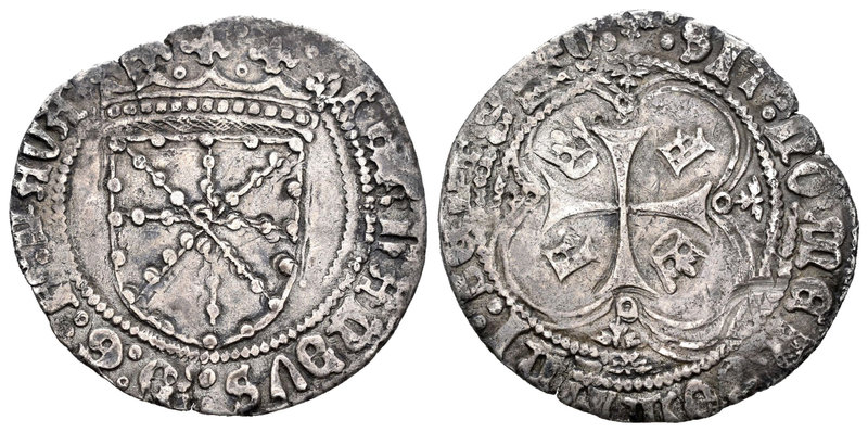 Fernando II (1479-1516). 1 reales. Pamplona. (Cal-113). Ag. 3,14 g. Escudo de Na...