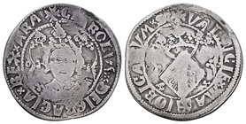 Carlos I (1516-1556). 1 real. Valencia. (Cal-no cita). Ag. 2,15 g. Similar a Cal-49 pero sin corona en leyenda del anverso. Muy rara. BC+. Est...120,0...