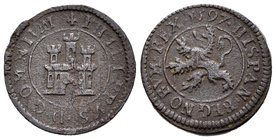 Felipe II (1556-1598). 2 maravedís. 1597. Segovia. (Cal-867). (Jarabo-Sanahuja-B13). Ae. 3,38 g. Sin ceca ni valor. BC+/MBC. Est...15,00.