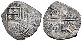Felipe II (1556-1598). 4 reales. 1595. Sevilla. B. (Cal-403). Ag. 13,63 g. BC+. Est...55,00.