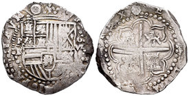 Felipe II (1556-1598). 8 reales. Potosí. B. (Cal-158). Ag. 27,28 g. Agujero tapado. MBC-. Est...120,00.