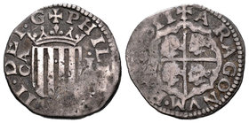 Felipe III (1598-1621). 1 real. 1611. Zaragoza. (Cal-524). Ag. 3,16 g. Vano. Escasa. BC+. Est...70,00.