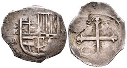 Felipe III (1598-1621). 2 reales. (1607-1609). México. A. (Cal-Tipo 110). Ag. 6,88 g. MBC-/BC. Est...100,00.