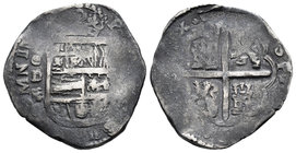 Felipe III (1598-1621). 2 reales. (1602-1606). Valladolid. D. (Cal-tipo 133). Ag. 6,77 g. Fecha no visible. Muy escasa. MBC-. Est...150,00.