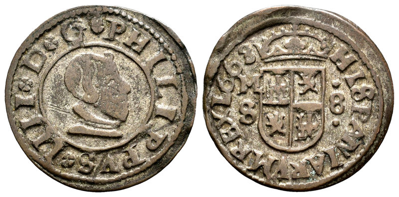 Felipe IV (1621-1665). 8 maravedís. 1663. Madrid. S. (Cal-1431). (Jarabo-Sanahuj...