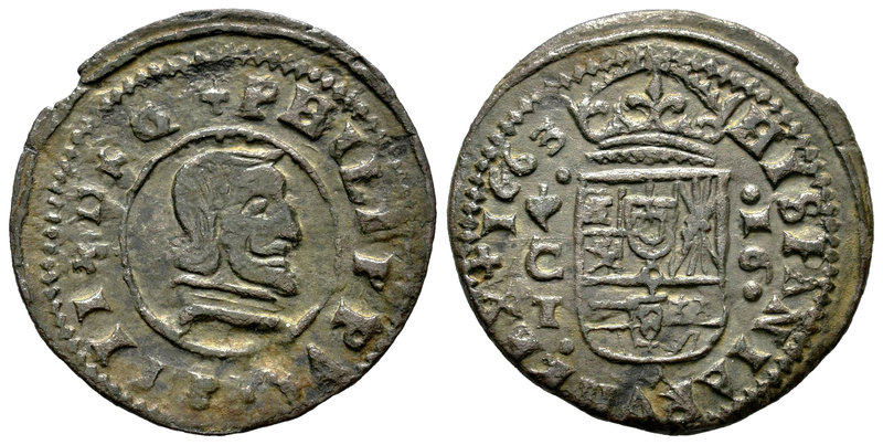 Felipe IV (1621-1665). 16 maravedís. 1663. Córdoba. TM. (Cal-1283). (Jarabo-Sana...