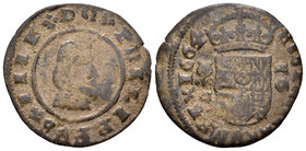 Felipe IV (1621-1665). 16 maravedís. 1664. Granada. N. (Cal-1354). Ae. 3,96 g. BC+. Est...20,00.