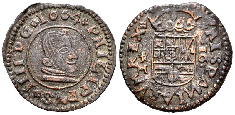 Felipe IV (1621-1665). 16 maravedís. 1664. Trujillo. M. (Cal-1635). (Jarabo-Sana...
