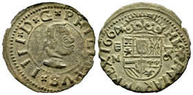 Felipe IV (1621-1665). 16 maravedís. 1664. Valladolid. M. (Cal-1674). Ae. 2,81 g. Escasa. MBC-/MBC+. Est...20,00.
