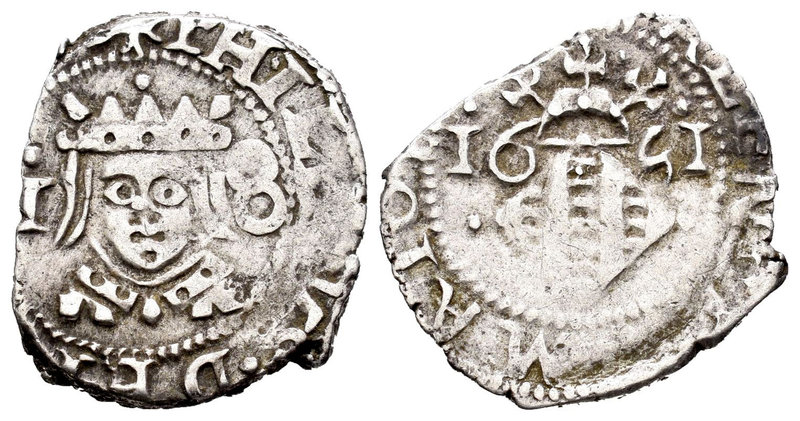 Felipe IV (1621-1665). Dieciocheno. 1651. Valencia. (Cal-1117). Ag. 1,96 g. MBC/...