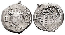 Felipe IV (1621-1665). Dieciocheno. 1653. Valencia. (Cal-1119). Ag. 2,01 g. MBC-. Est...40,00.